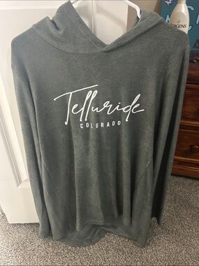 Telluride Colorado Hooded Pullover Sweatshirt - Olive Green